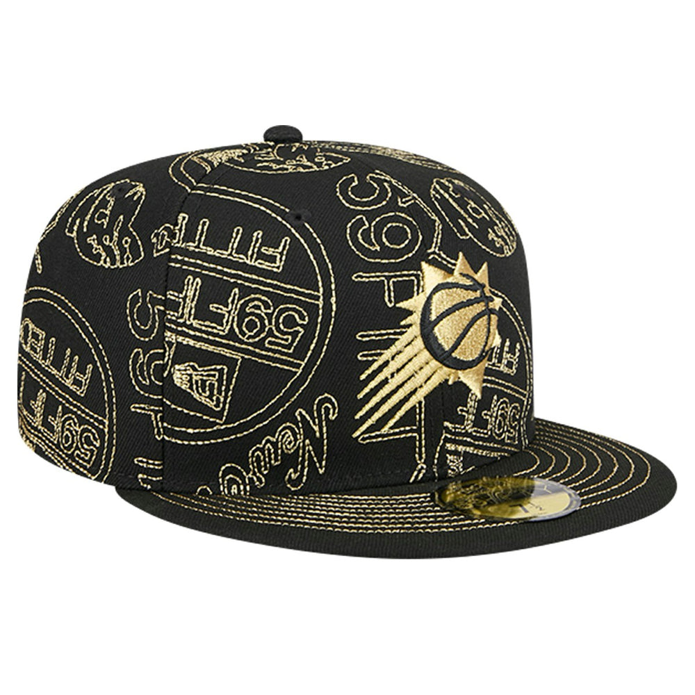 Black Phoenix Suns 59FIFTY Day Allover Print Stencil Fitted Hat | NBA