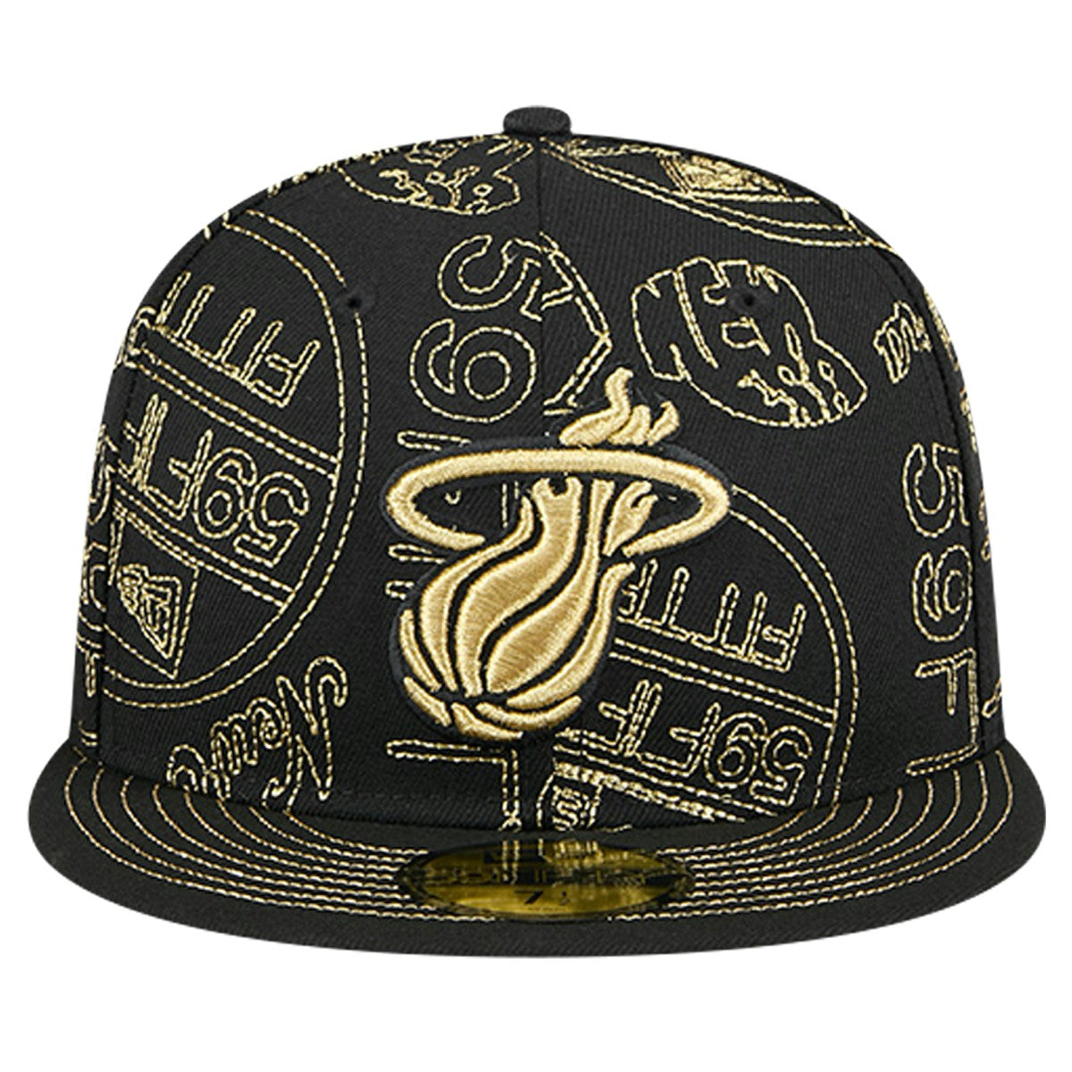 Black Miami Heat 59FIFTY Day Allover Print Stencil Fitted Hat | NBA