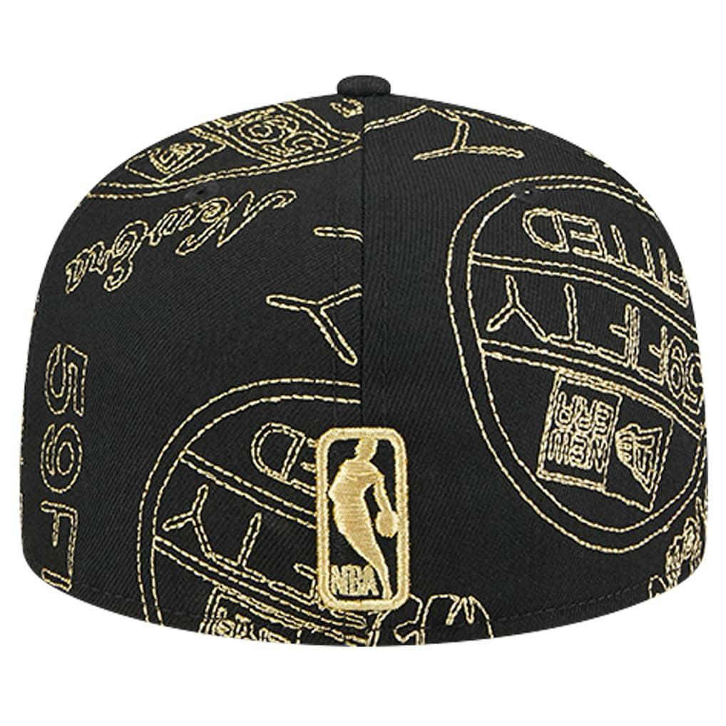 Black Philadelphia 76ers 59FIFTY Day Allover Print Stencil Fitted Hat | NBA