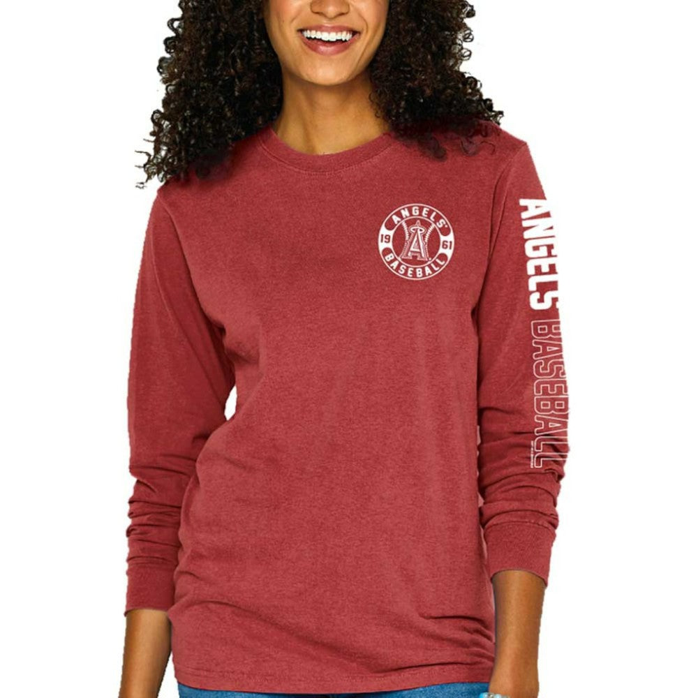 Los Angeles Angels Soft as a Grape Women's Pigment-Dyed Long Sleeve T-Shirt - MLB T-shirts