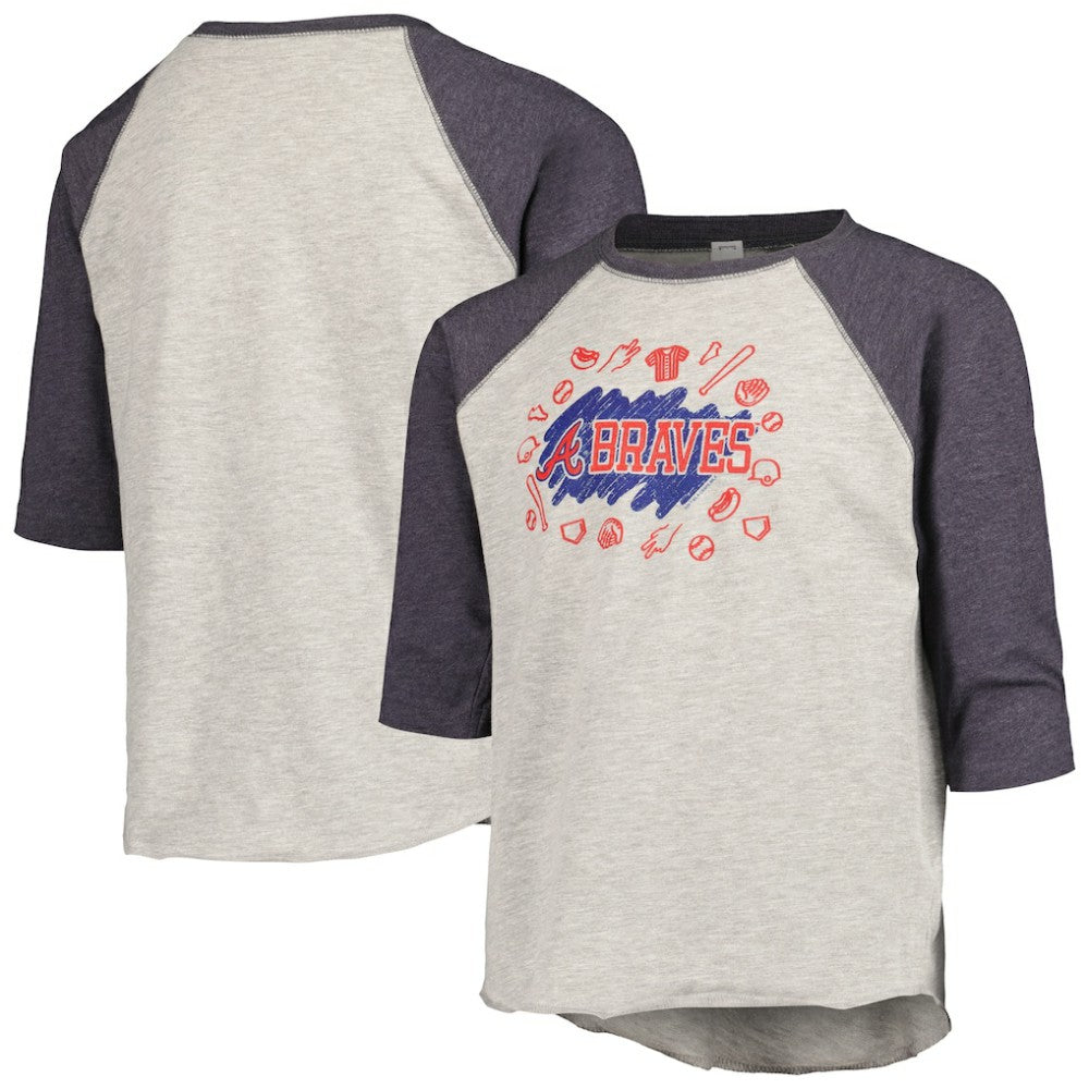 Atlanta Braves Soft as a Grape Youth Raglan 3/4 Sleeve T-Shirt - MLB T-shirts