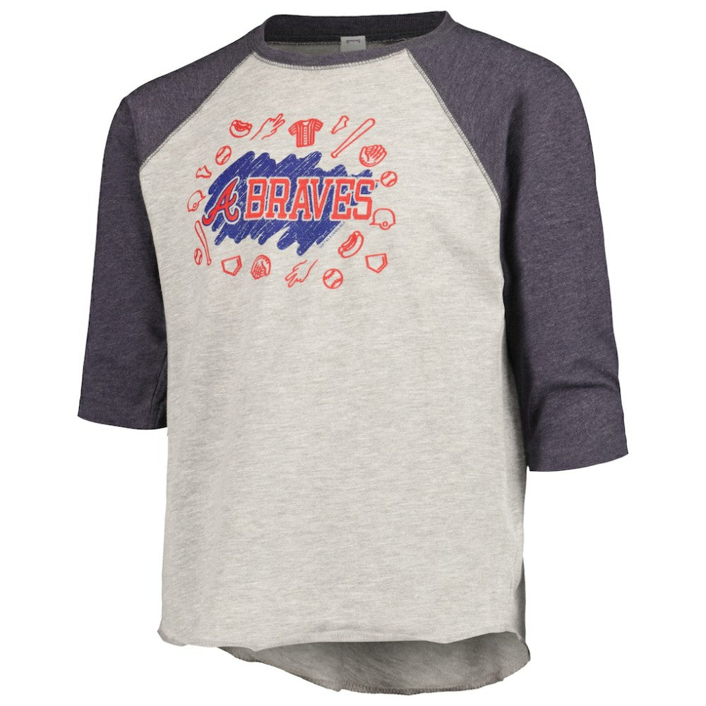 Atlanta Braves Soft as a Grape Youth Raglan 3/4 Sleeve T-Shirt - MLB T-shirts