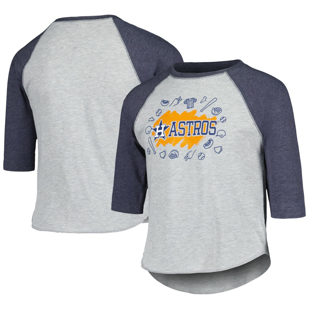 Houston Astros Soft as a Grape Youth Raglan 3/4 Sleeve T-Shirt - MLB T-shirts