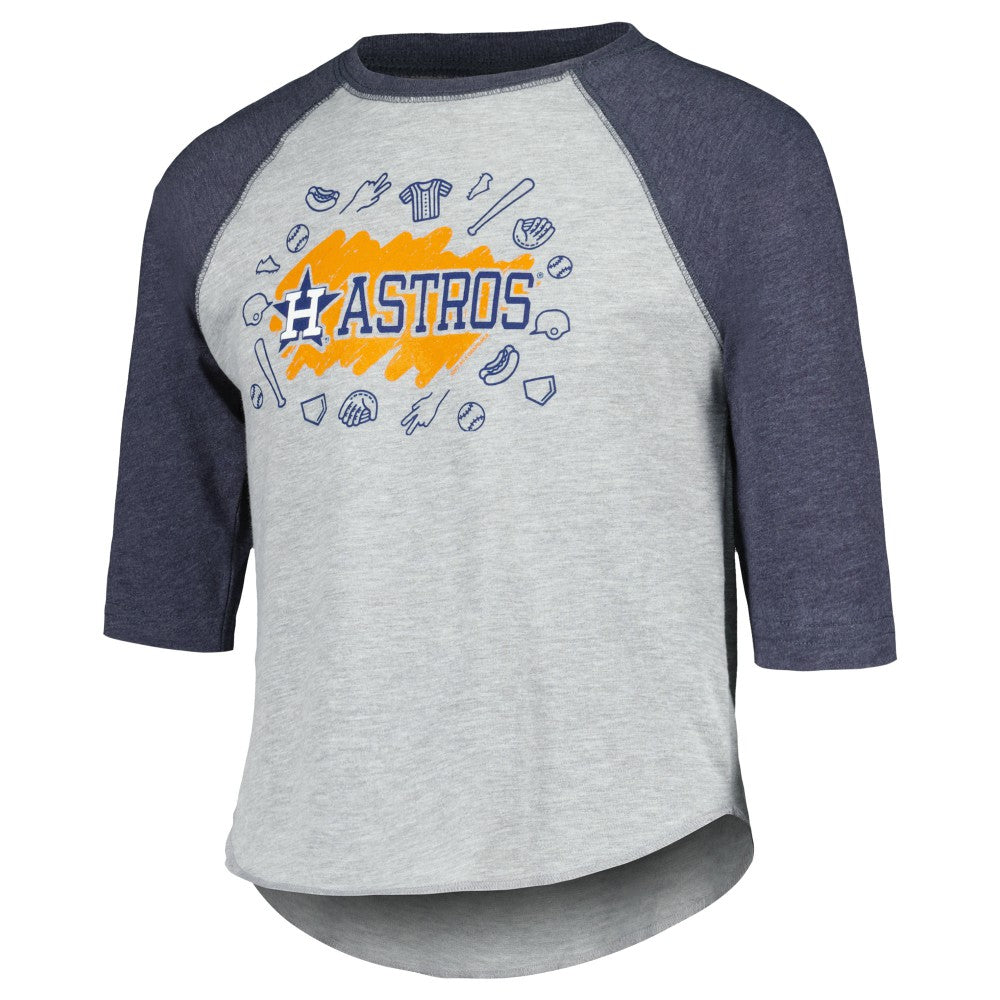 Houston Astros Soft as a Grape Youth Raglan 3/4 Sleeve T-Shirt - MLB T-shirts