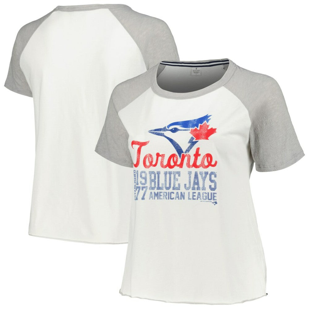 Toronto Blue Jays Soft as a Grape Women's Plus Size Baseball Raglan T-Shirt - MLB T-shirts