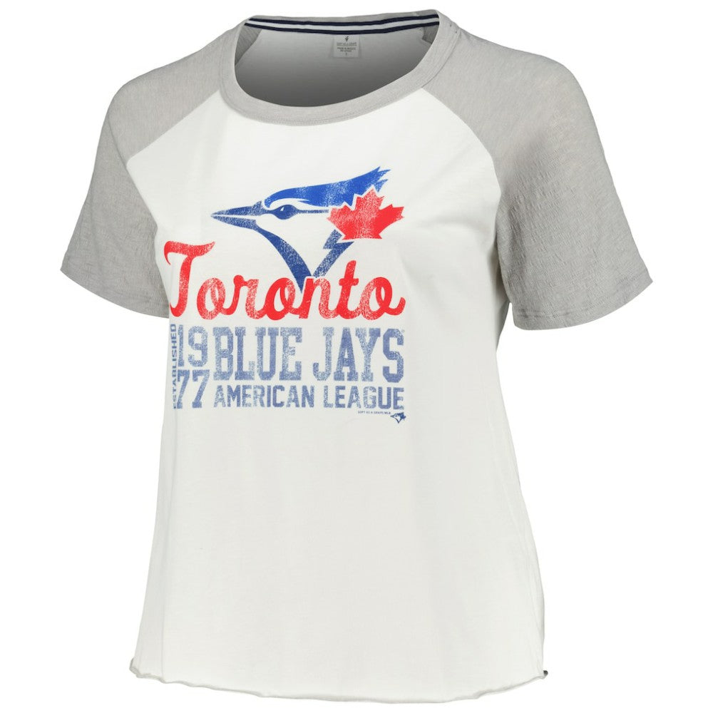 Toronto Blue Jays Soft as a Grape Women's Plus Size Baseball Raglan T-Shirt - MLB T-shirts