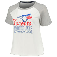 Toronto Blue Jays Soft as a Grape Women's Plus Size Baseball Raglan T-Shirt - MLB T-shirts