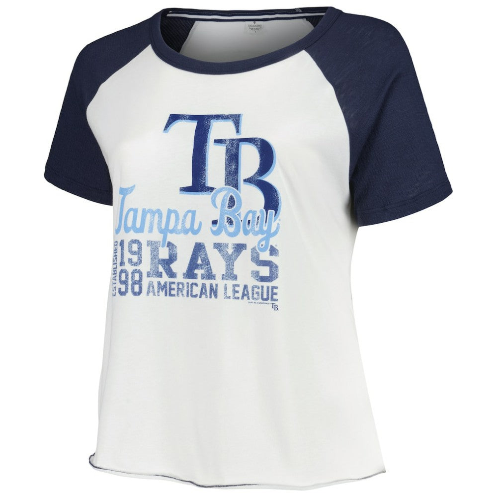 Tampa Bay Rays Soft as a Grape Women's Plus Size Baseball Raglan T-Shirt - MLB T-shirts