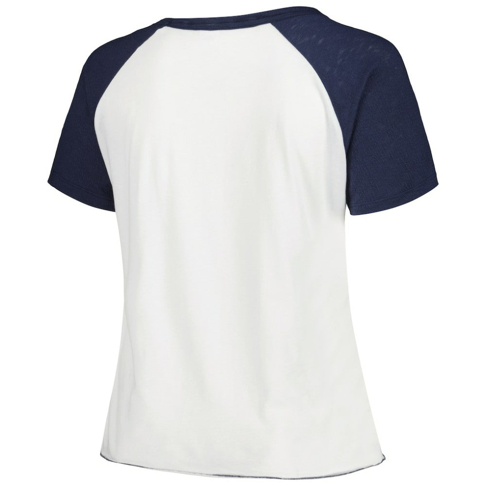 Tampa Bay Rays Soft as a Grape Women's Plus Size Baseball Raglan T-Shirt - MLB T-shirts