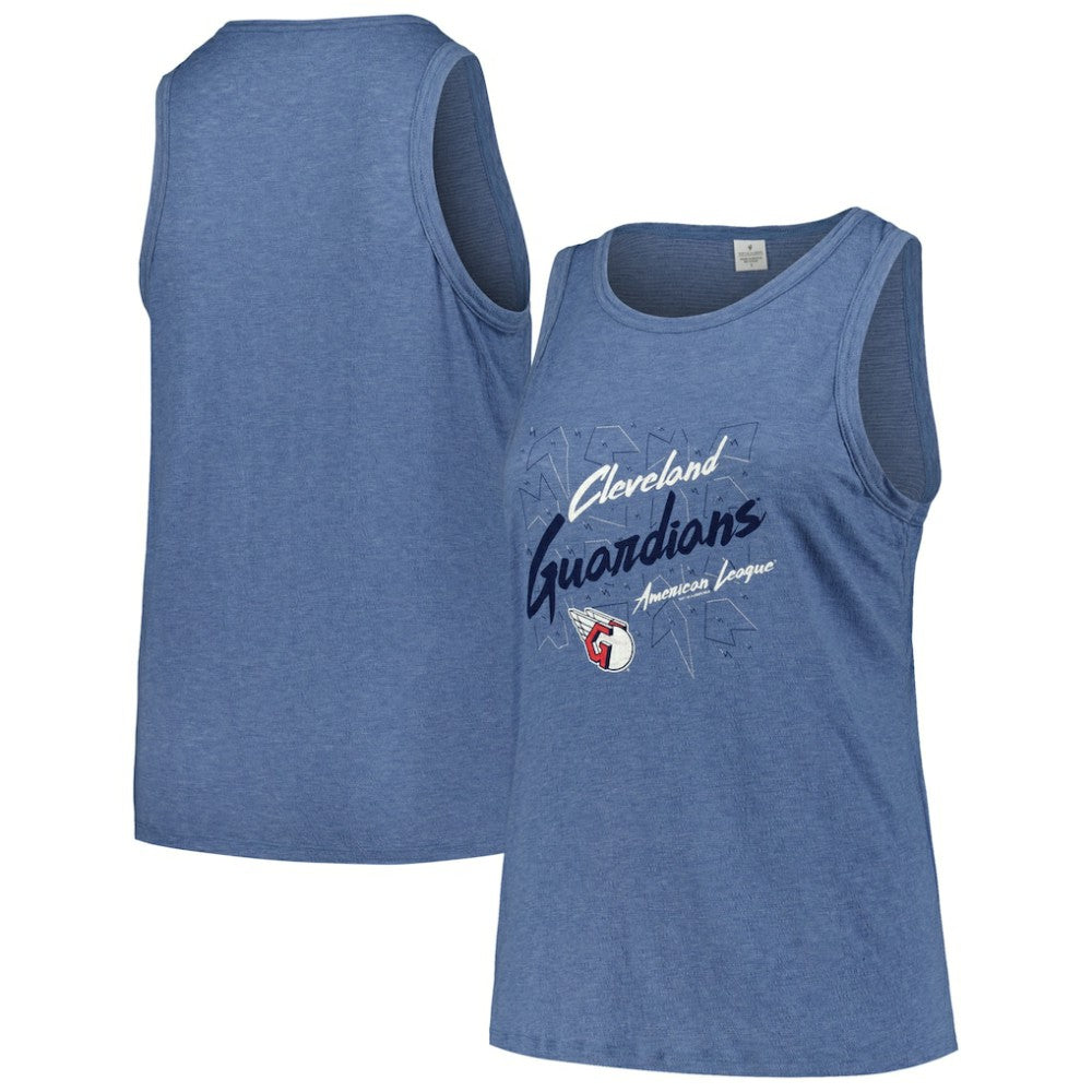 Cleveland Guardians Soft as a Grape Women's Plus Size Curvy High Neck Tri-Blend Tank Top - MLB Tanks