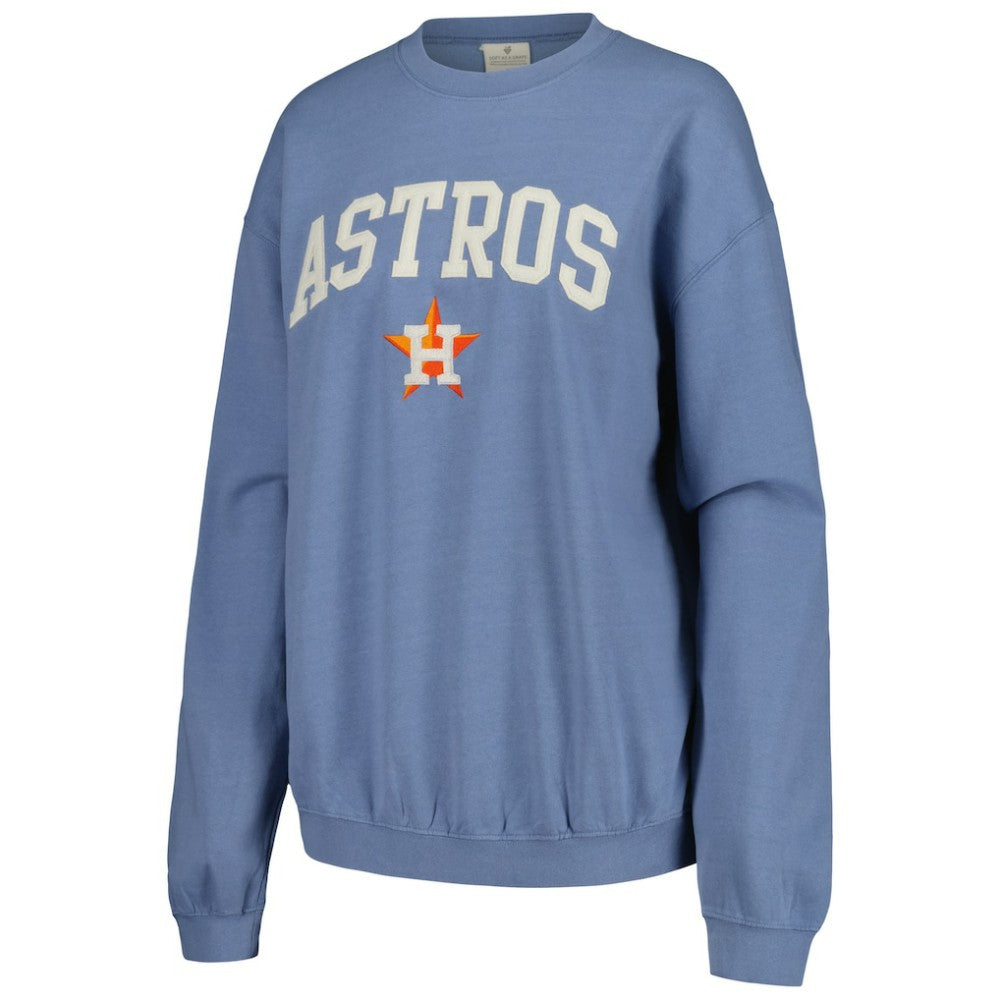 Houston Astros Soft as a Grape Women's Pigment Dye Pullover Sweatshirt - MLB Pullover