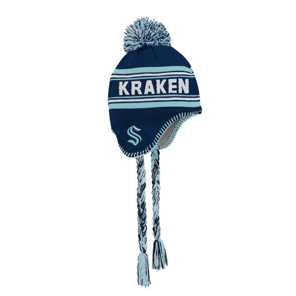 Seattle Kraken Youth Jacquard Tassel Knit Hat with Pom -  NHL Hats