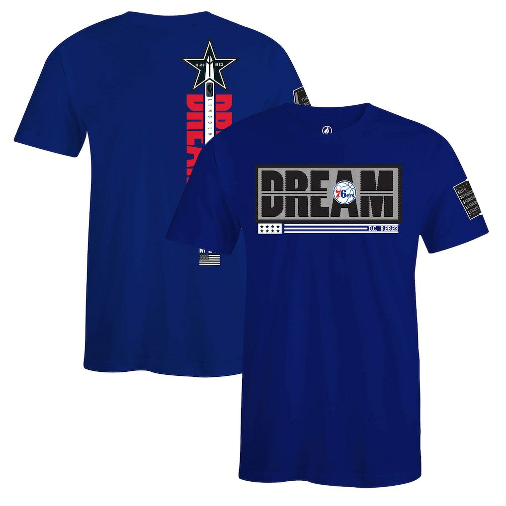 Philadelphia 76ers FISLL x Black History Collection Unisex T-Shirt - Blue for sale | NBA