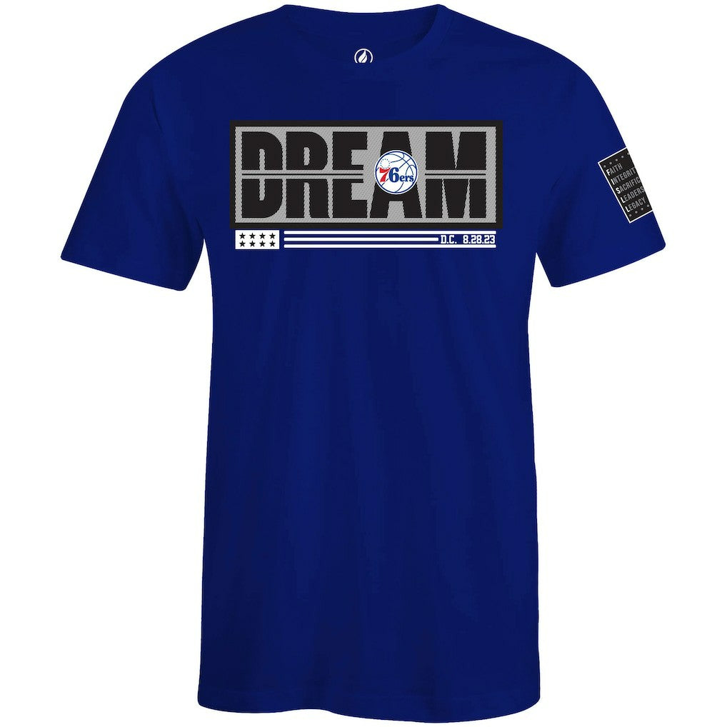 Philadelphia 76ers FISLL x Black History Collection Unisex T-Shirt - Blue for sale | NBA