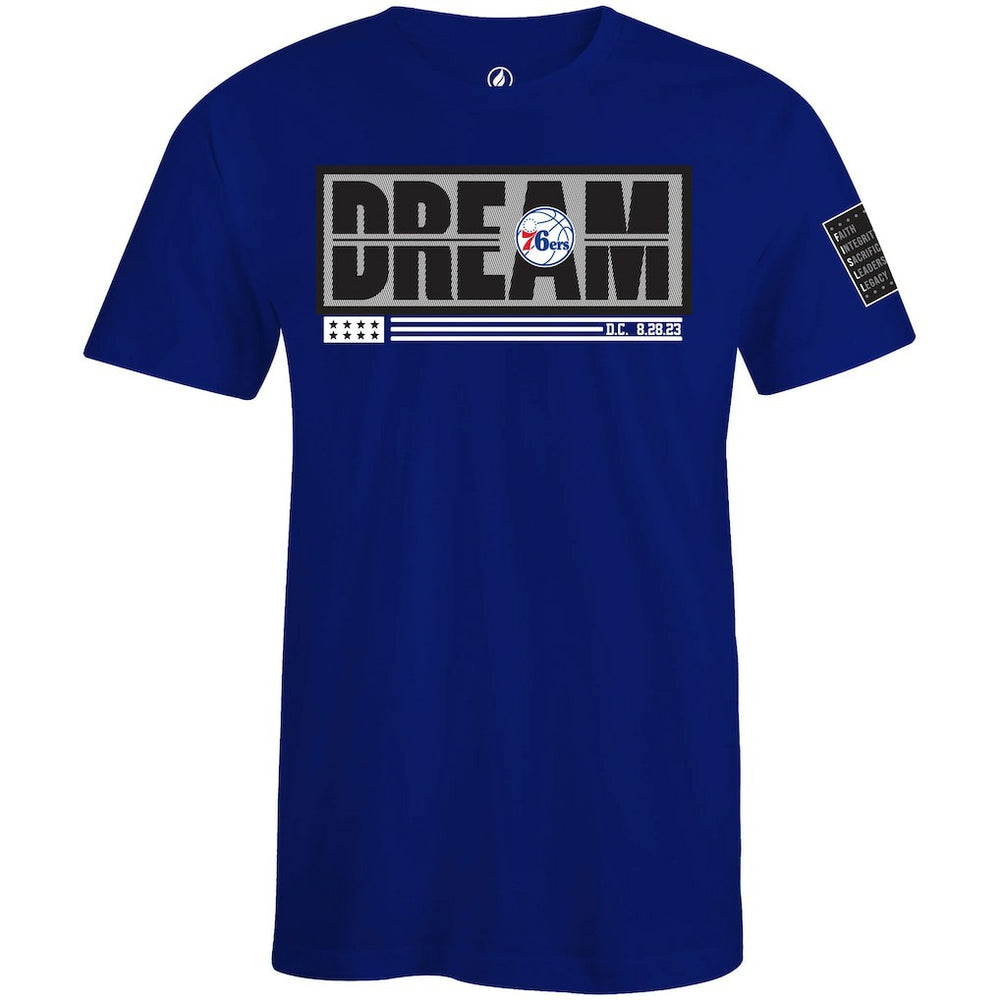 Philadelphia 76ers FISLL x Black History Collection Unisex T-Shirt - Blue for sale | NBA