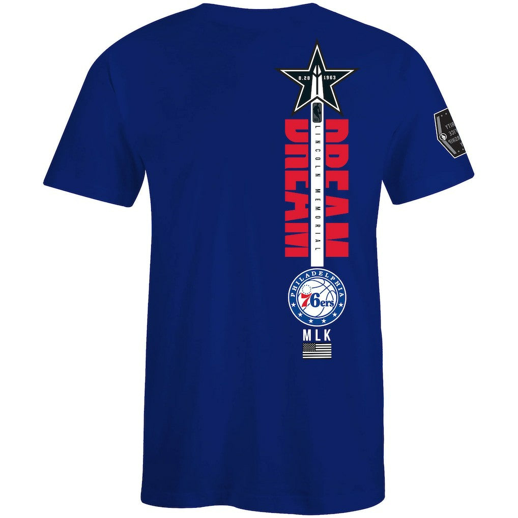 Philadelphia 76ers FISLL x Black History Collection Unisex T-Shirt - Blue for sale | NBA