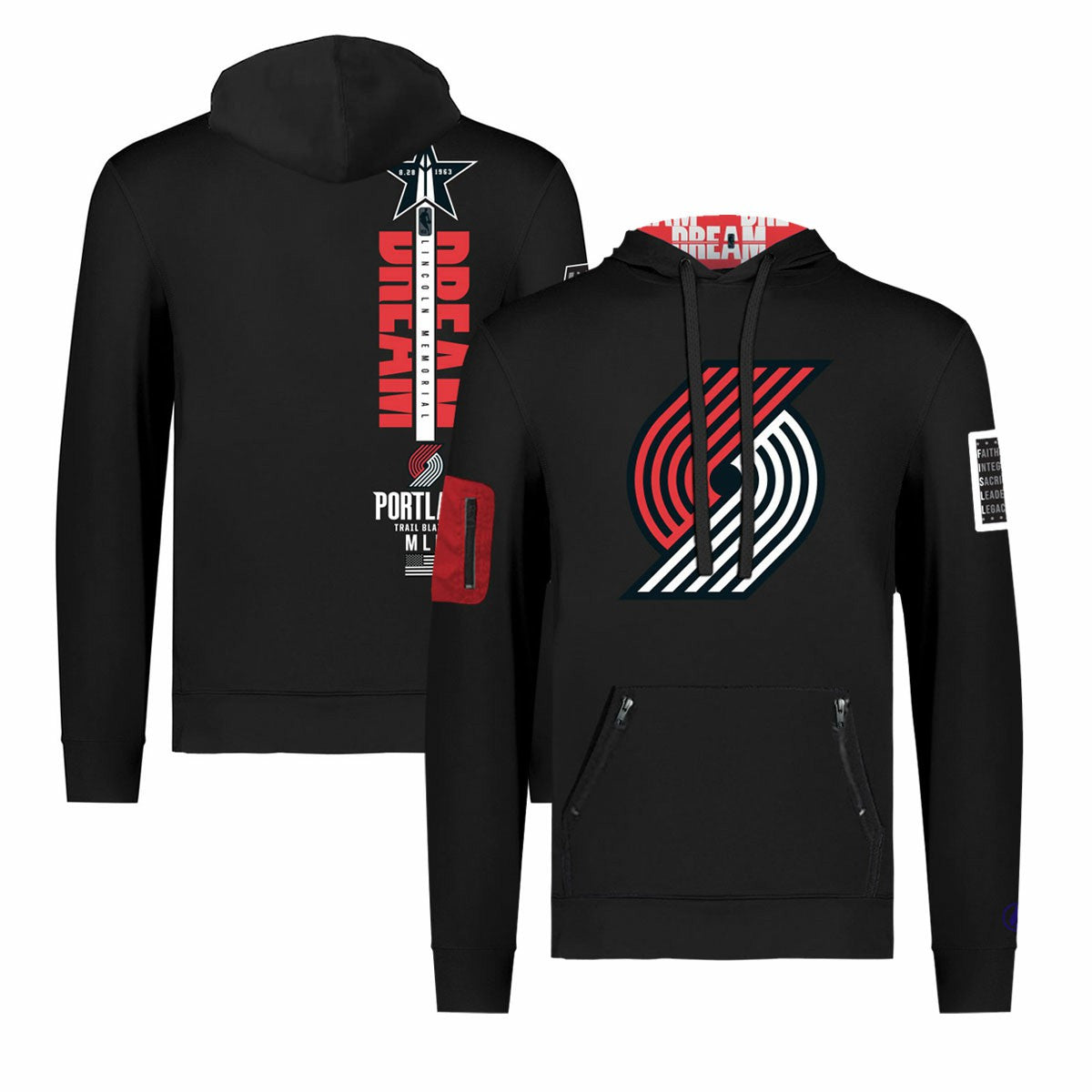 Portland Trail Blazers FISLL x Black History Collection Unisex Pullover Hoodie - Black discount | NBA