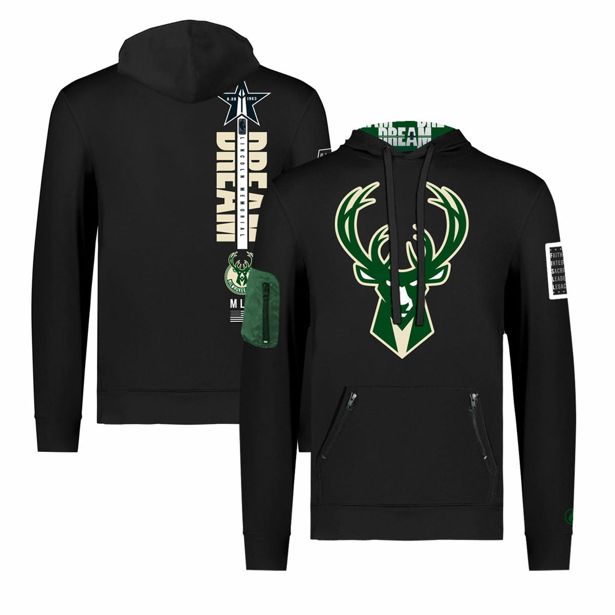 Milwaukee Bucks FISLL x Black History Collection Unisex Pullover Hoodie - Black outlet | NBA