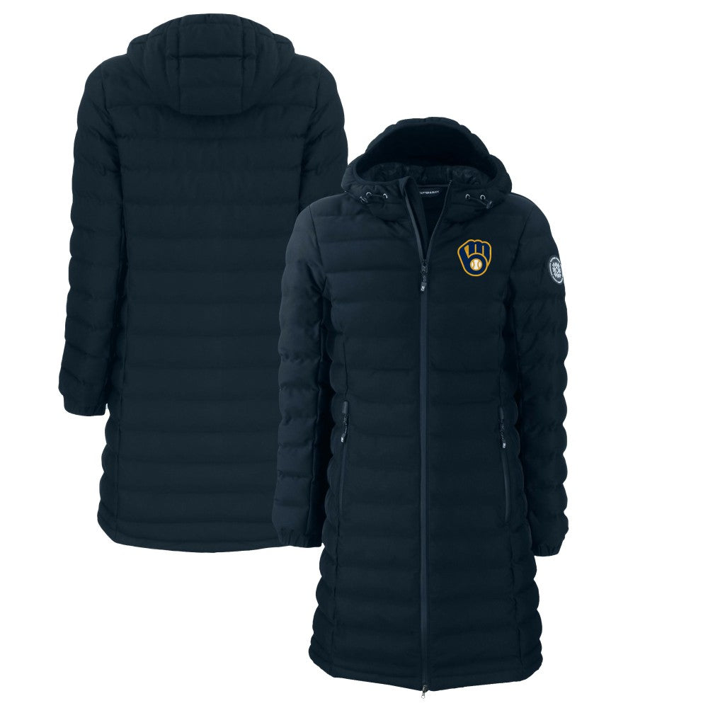 Milwaukee Brewers Cutter & Buck Women's Mission Ridge Repreve Eco Insulated Full-Zip Long Puffer Jacket - MLB Jackets