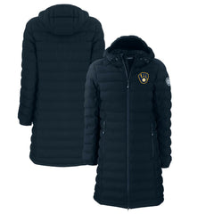 Milwaukee Brewers Cutter & Buck Women's Mission Ridge Repreve Eco Insulated Full-Zip Long Puffer Jacket - MLB Jackets
