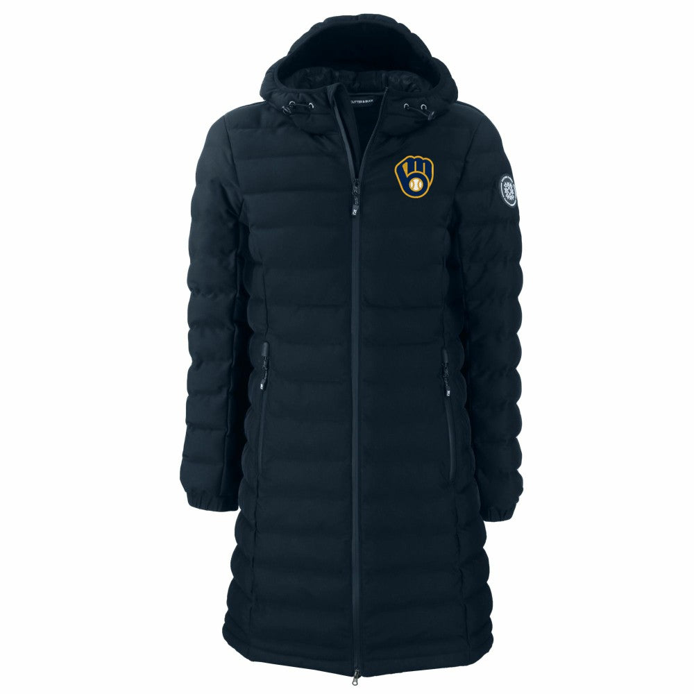 Milwaukee Brewers Cutter & Buck Women's Mission Ridge Repreve Eco Insulated Full-Zip Long Puffer Jacket - MLB Jackets