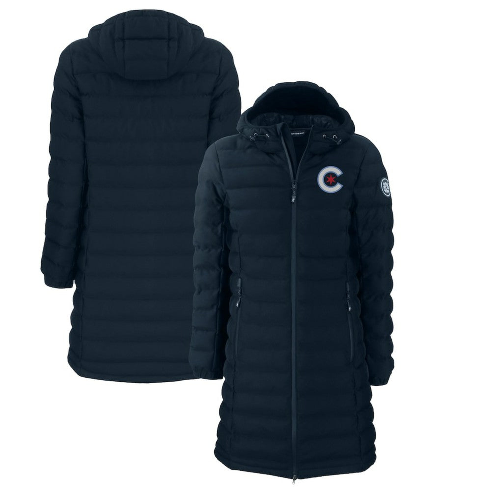 Chicago Cubs Cutter & Buck Women's City Connect Mission Ridge Repreve Eco Insulated Full-Zip Long Puffer Jacket - MLB Jackets