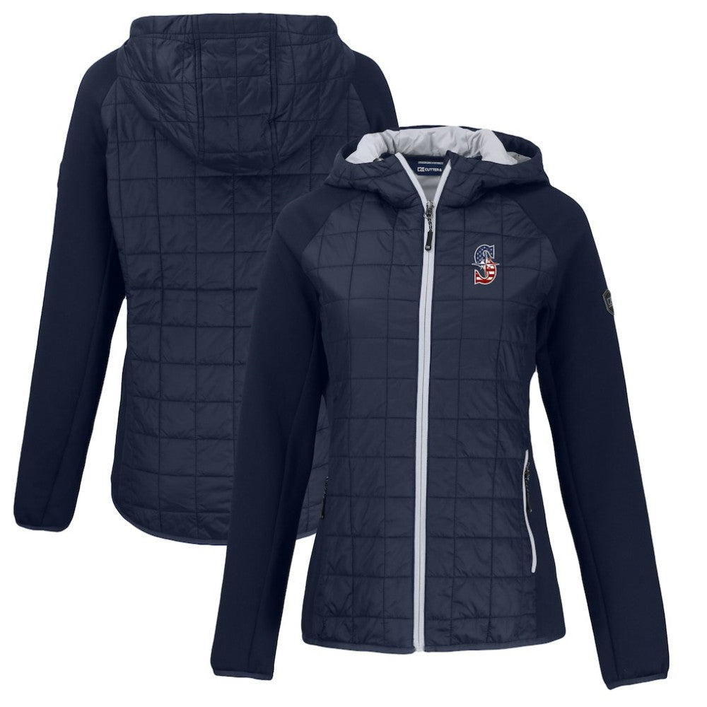 Seattle Mariners Cutter & Buck Women's Americana Rainier Primaloft Eco Raglan Full-Zip Hybrid Jacket - MLB Jackets
