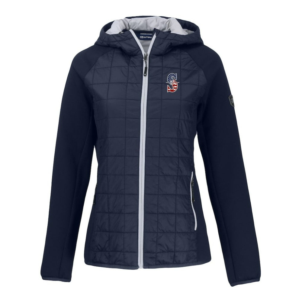 Seattle Mariners Cutter & Buck Women's Americana Rainier Primaloft Eco Raglan Full-Zip Hybrid Jacket - MLB Jackets
