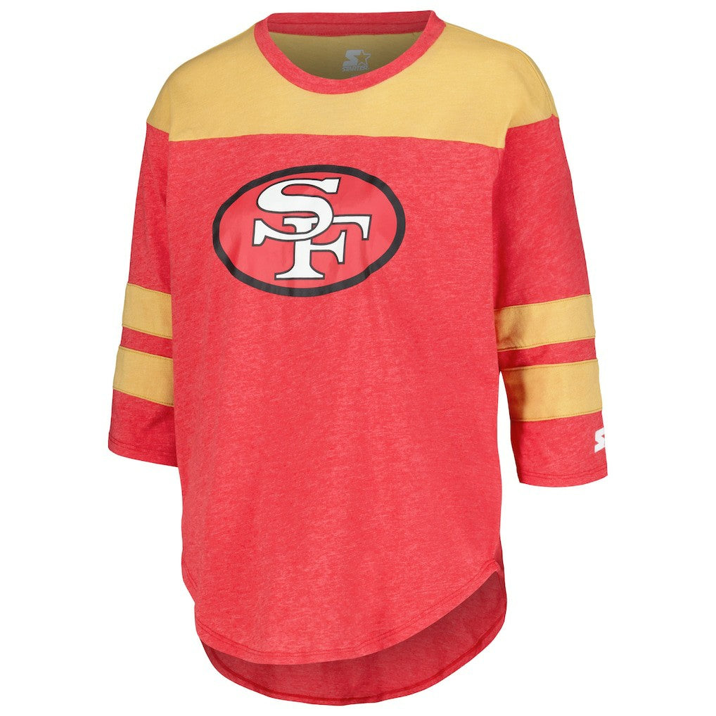 San Francisco 49ers Starter Women's Fullback Tri-Blend 3/4-Sleeve T-Shirt | NFL Sale