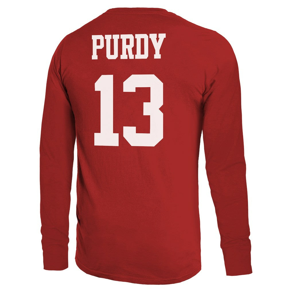 San Francisco 49ers Brock Purdy  Majestic Threads Name & Number Long Sleeve T-Shirt | NFL Outlet