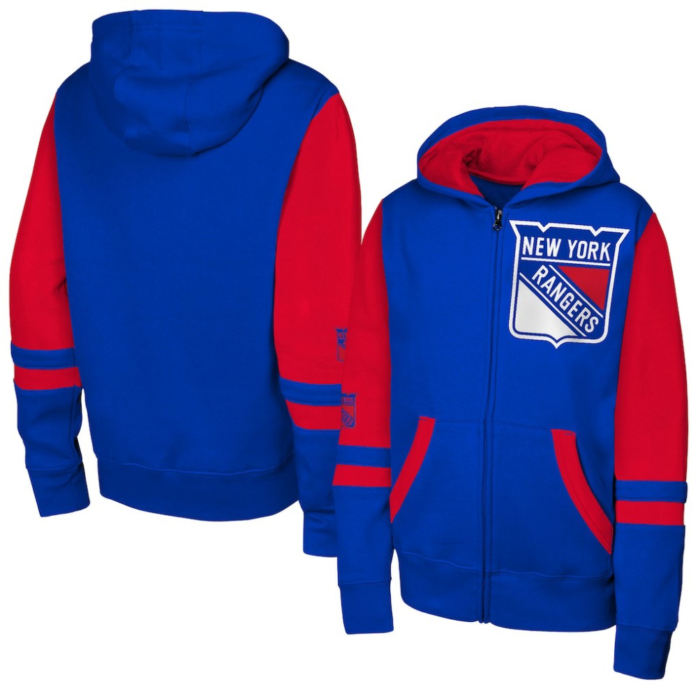 New York Rangers Youth Face Off Full-Zip Hoodie -  NHL Hoodies