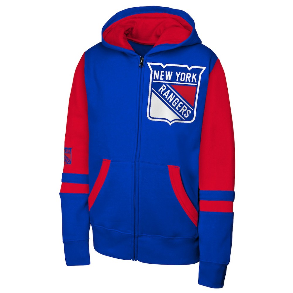New York Rangers Youth Face Off Full-Zip Hoodie -  NHL Hoodies