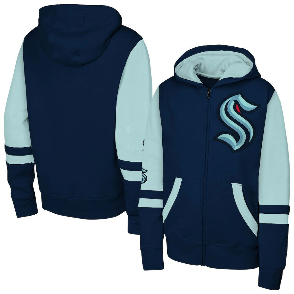 Seattle Kraken Youth Face Off Full-Zip Hoodie -  NHL Hoodies