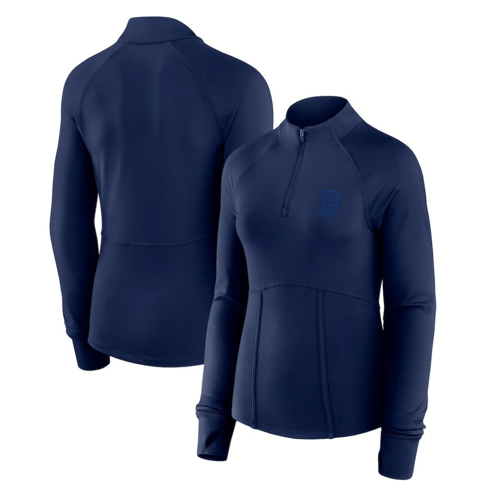 Boston Red Sox Fanatics Women's Elements Raglan Tri-Blend Quarter-Zip Top - MLB Tops