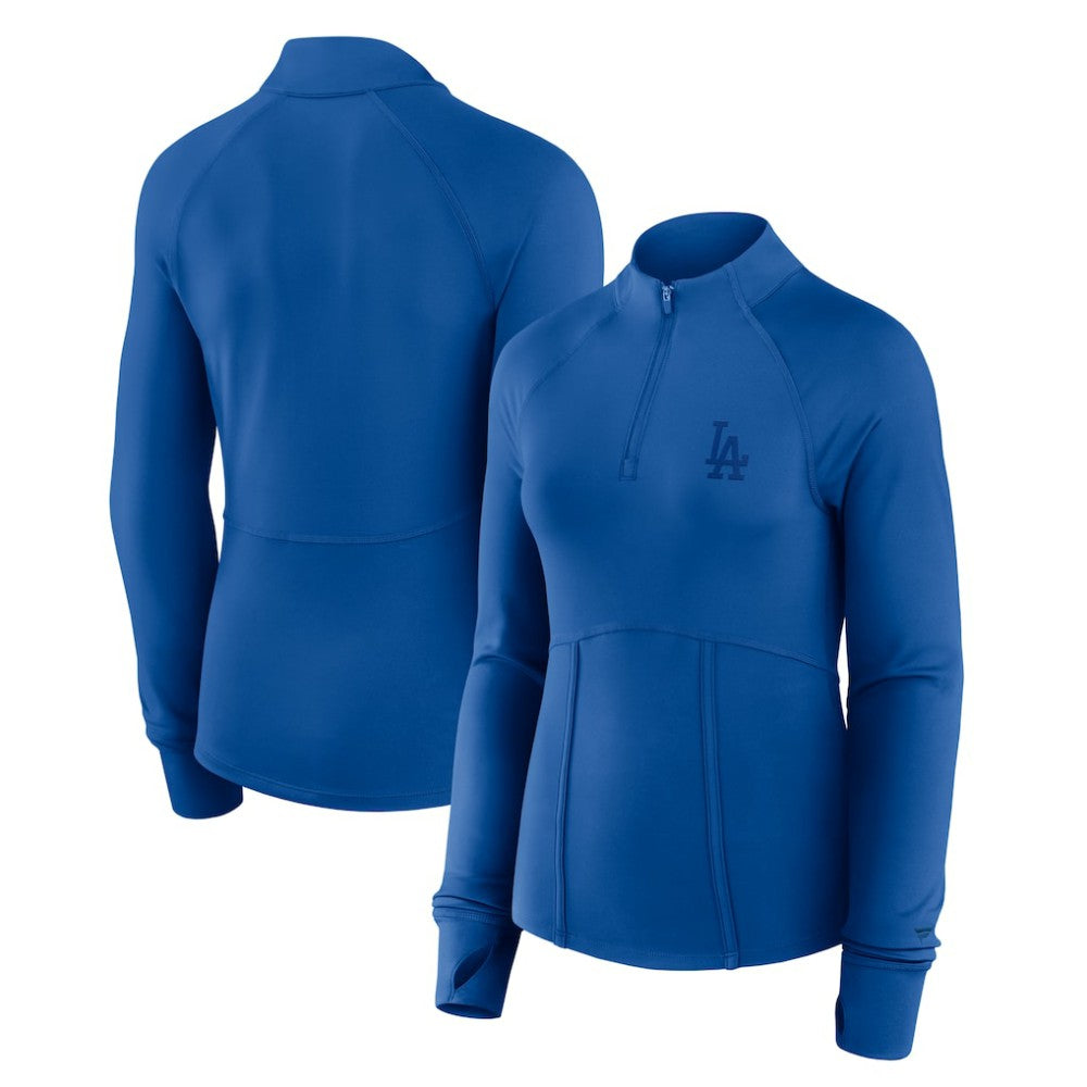 Los Angeles Dodgers Fanatics Women's Elements Raglan Tri-Blend Quarter-Zip Top - MLB Tops
