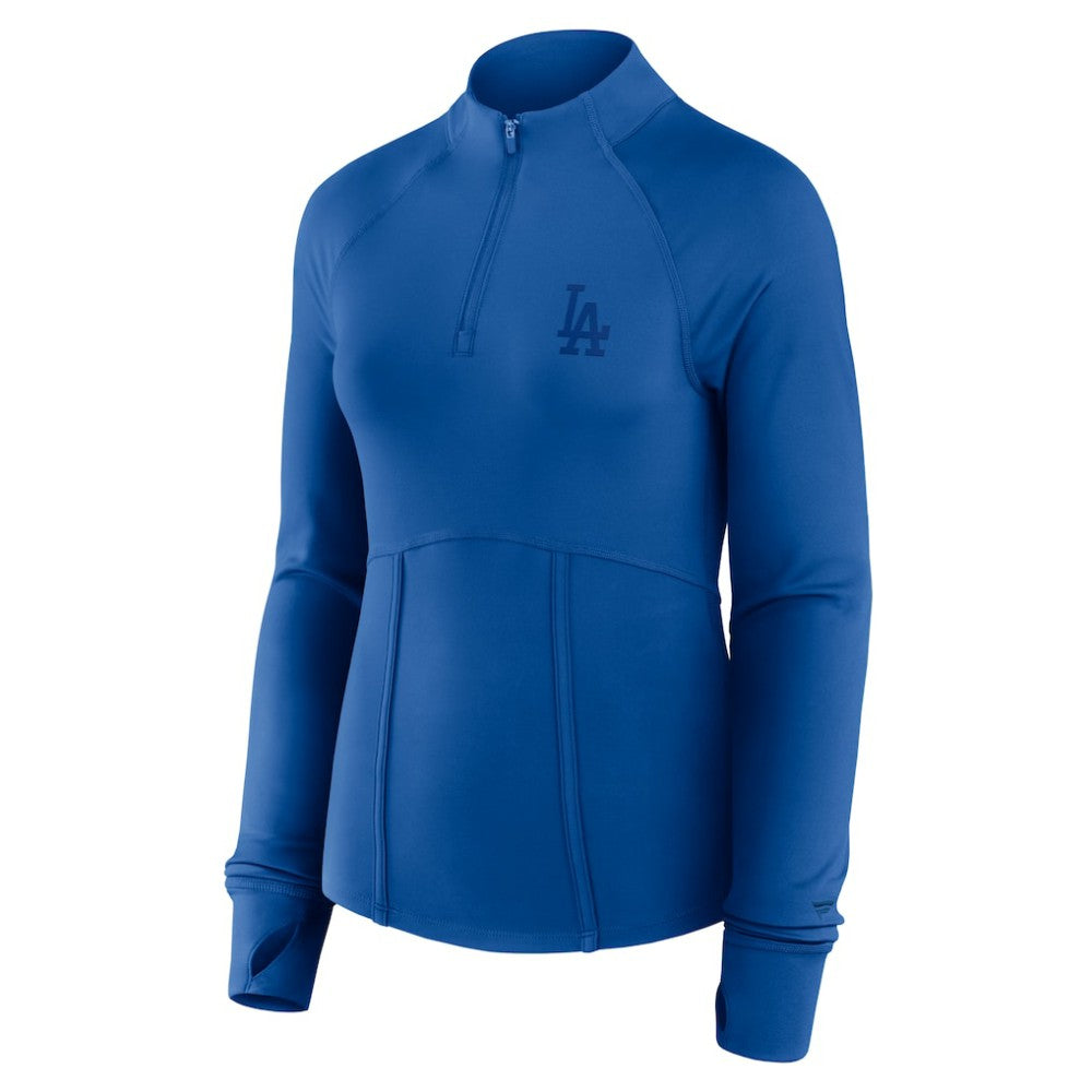 Los Angeles Dodgers Fanatics Women's Elements Raglan Tri-Blend Quarter-Zip Top - MLB Tops