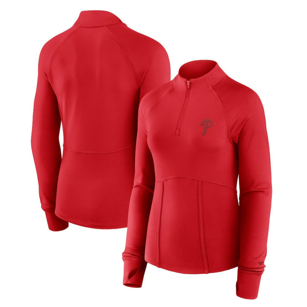 Philadelphia Phillies Fanatics Women's Elements Raglan Tri-Blend Quarter-Zip Top - MLB Tops