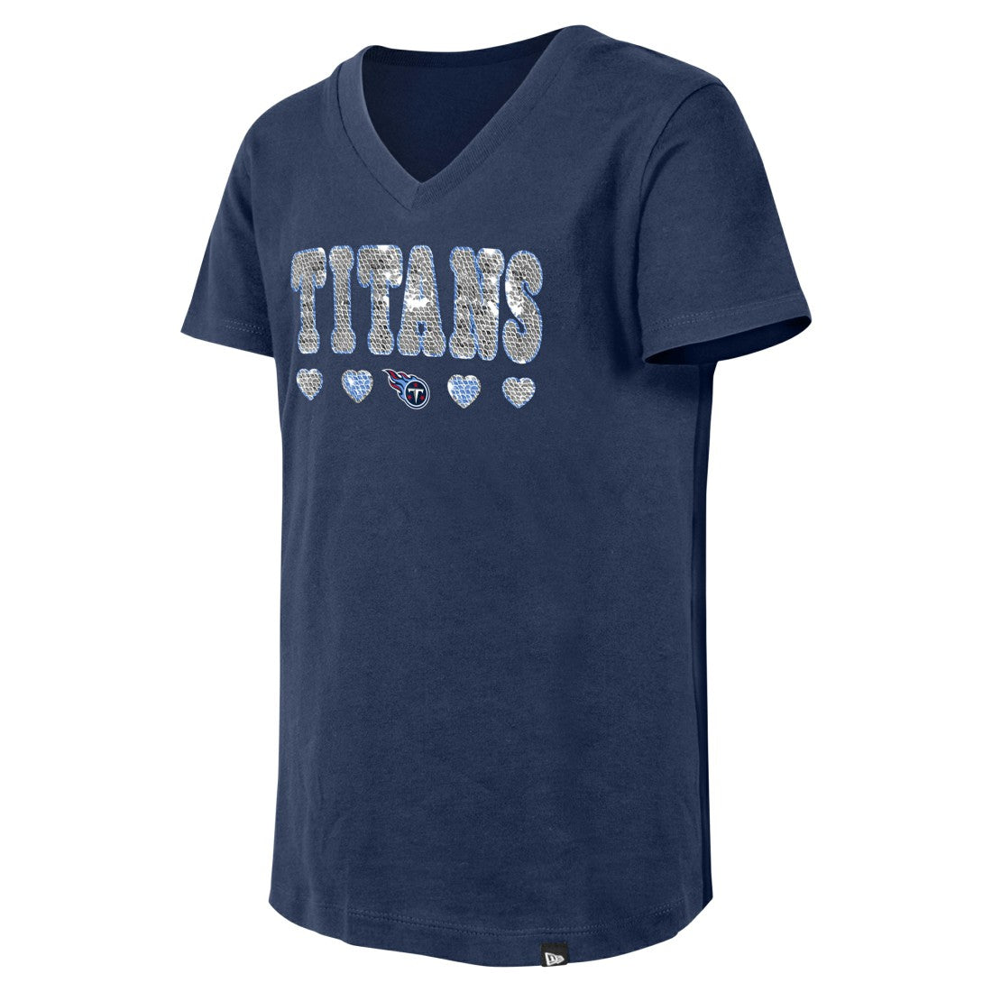 Tennessee Titans Girls Youth Flip Sequin V-Neck T-Shirt | NFL New