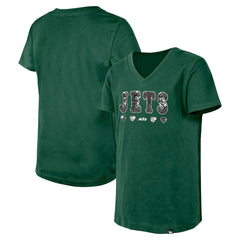 New York Jets Girls Youth Flip Sequin V-Neck T-Shirt | NFL Outlet
