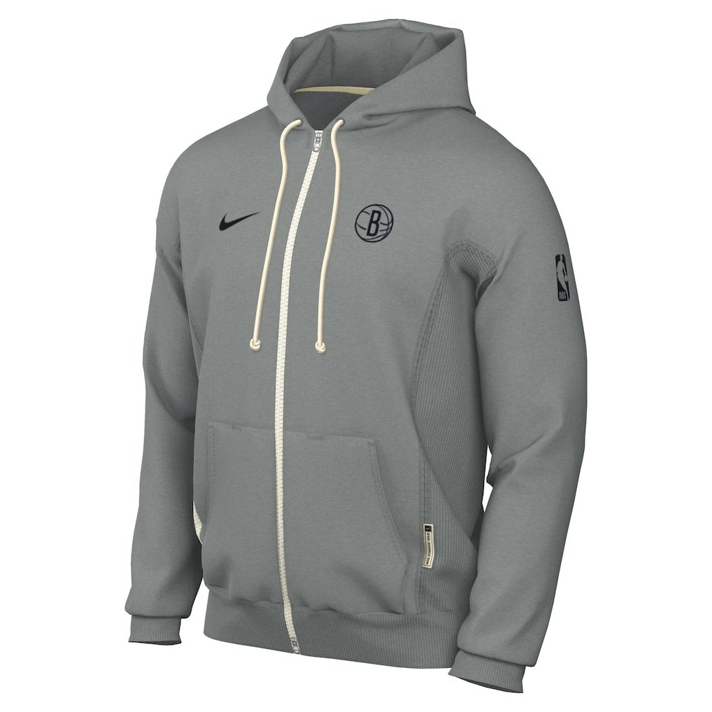 Gray Brooklyn Nets Authentic Standard Issue Full-Zip Hoodie Jacket | NBA