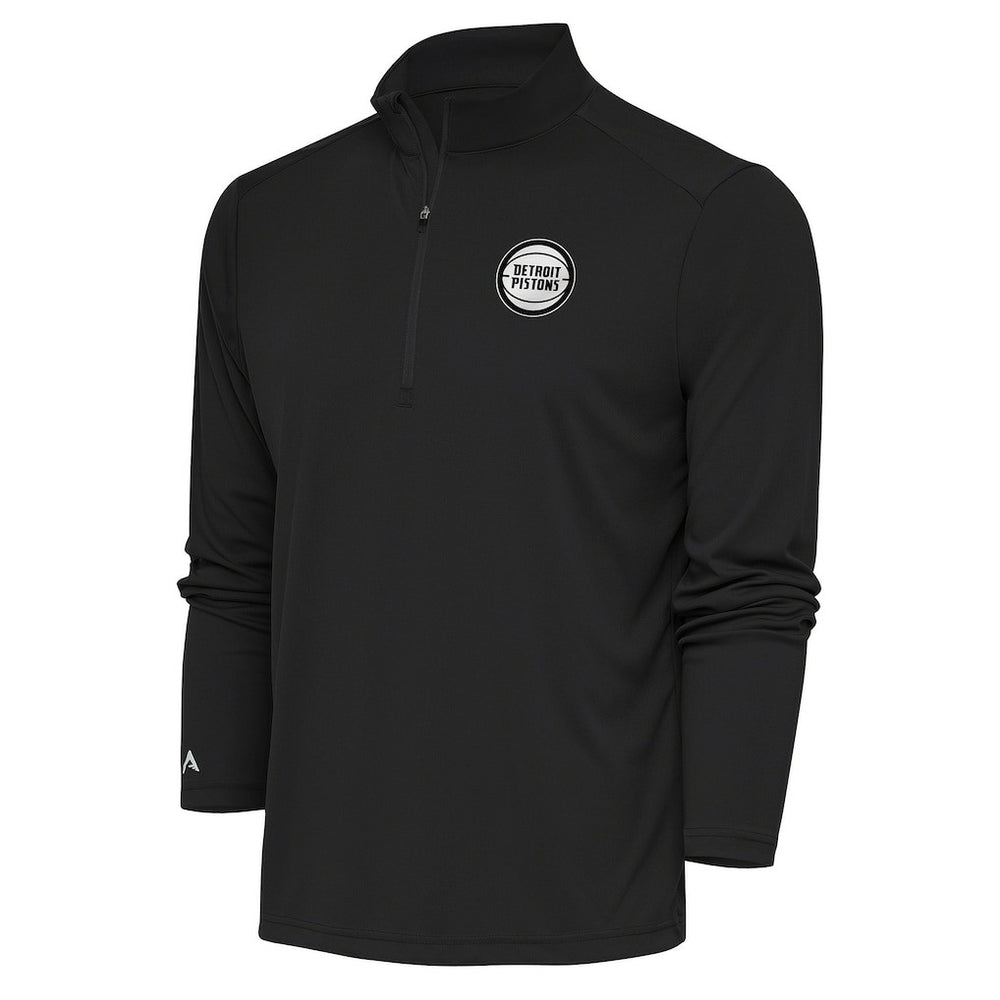 Charcoal Detroit Pistons Antigua Metallic Logo Tribute Quarter-Zip Pullover sale | NBA