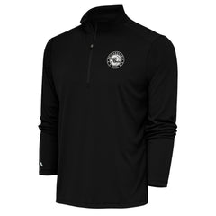 Black Philadelphia 76ers Antigua Metallic Logo Tribute Quarter-Zip Pullover | NBA