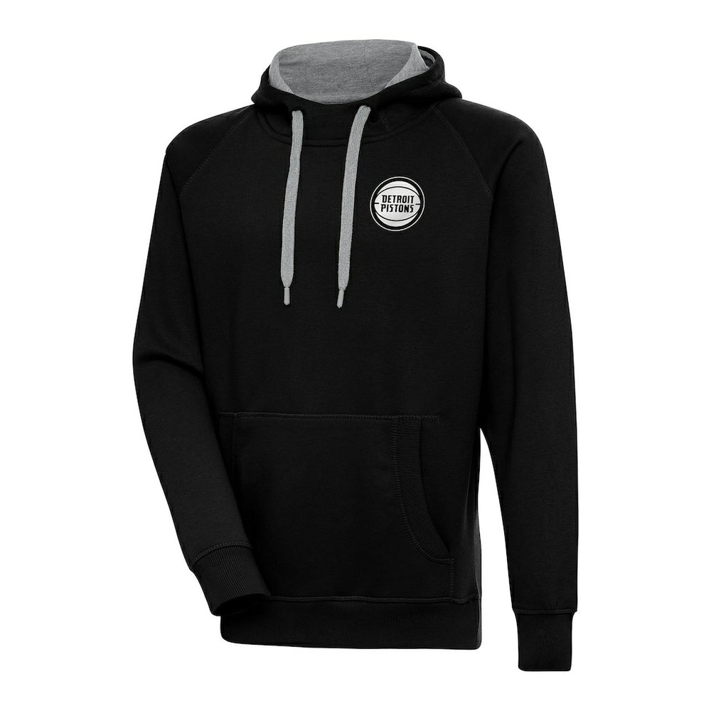 Black Detroit Pistons Antigua Metallic Logo Victory Pullover Hoodie sale | NBA