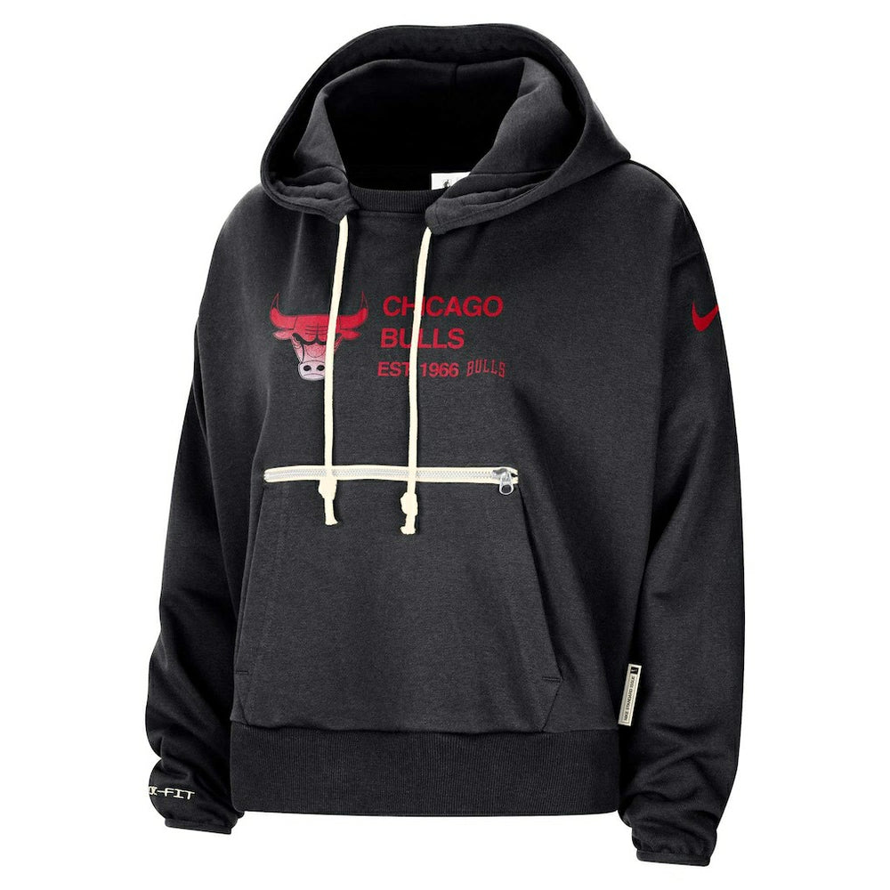 Black Chicago Bulls Women's Courtside Standard Issue Performance Pullover Hoodie | NBA