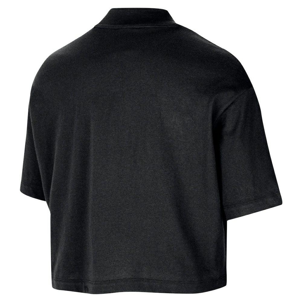 Black Chicago Bulls Women's Courtside Mock Neck Loose Fit Cropped T-Shirt sale | NBA