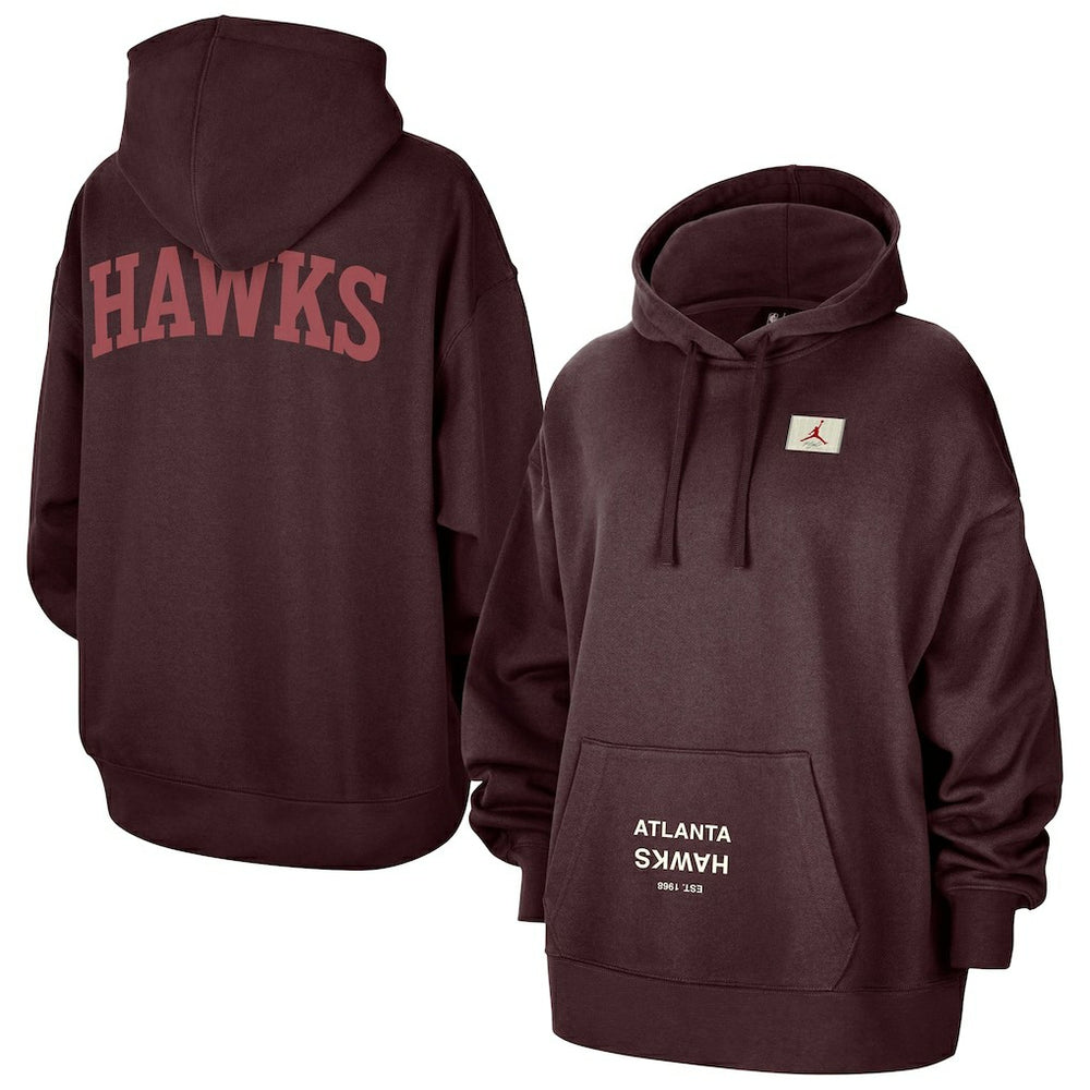 Burgundy Atlanta Hawks Jordan Brand Women's Courtside Statement Edition Oversize Pullover Hoodie | NBA