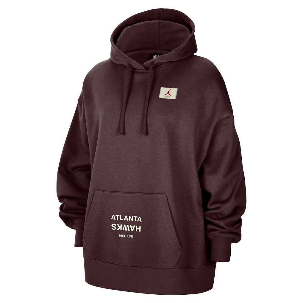 Burgundy Atlanta Hawks Jordan Brand Women's Courtside Statement Edition Oversize Pullover Hoodie | NBA