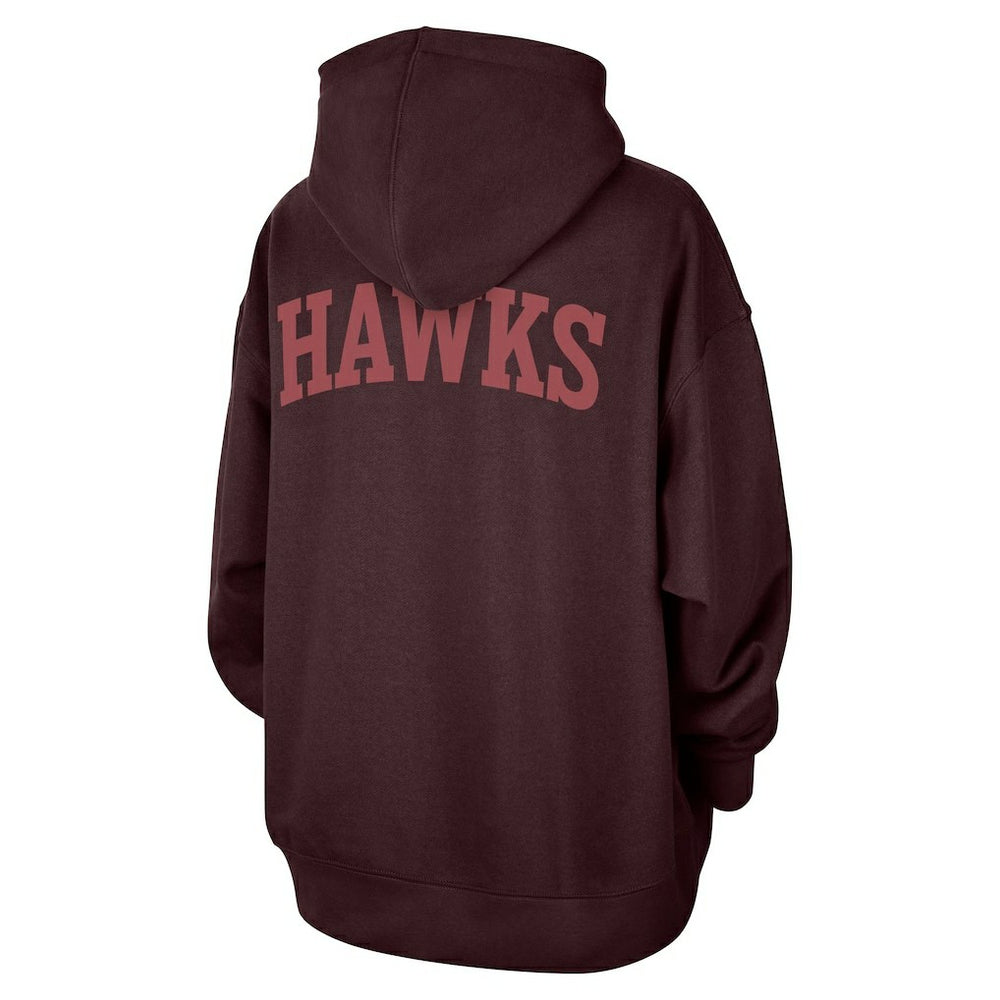 Burgundy Atlanta Hawks Jordan Brand Women's Courtside Statement Edition Oversize Pullover Hoodie | NBA