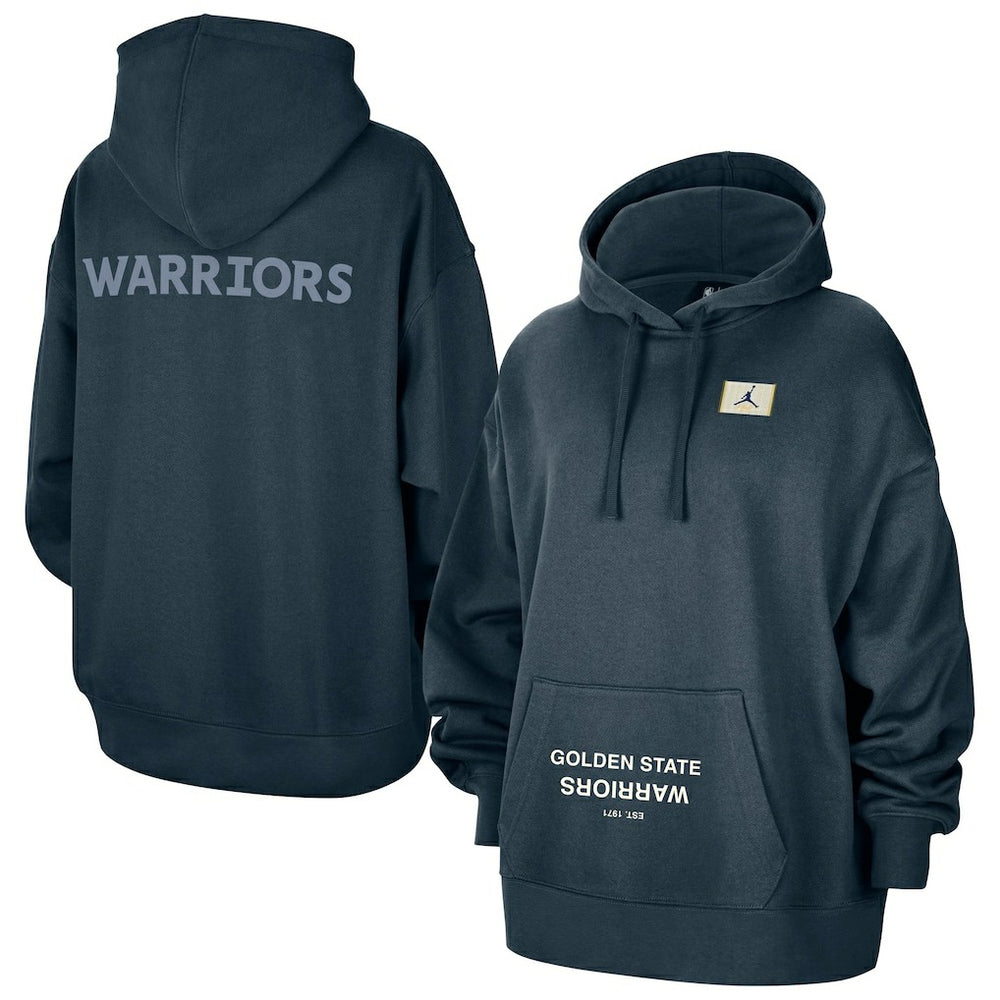 Navy Golden State Warriors Jordan Brand Women's Courtside Statement Edition Oversize Pullover Hoodie sale | NBA
