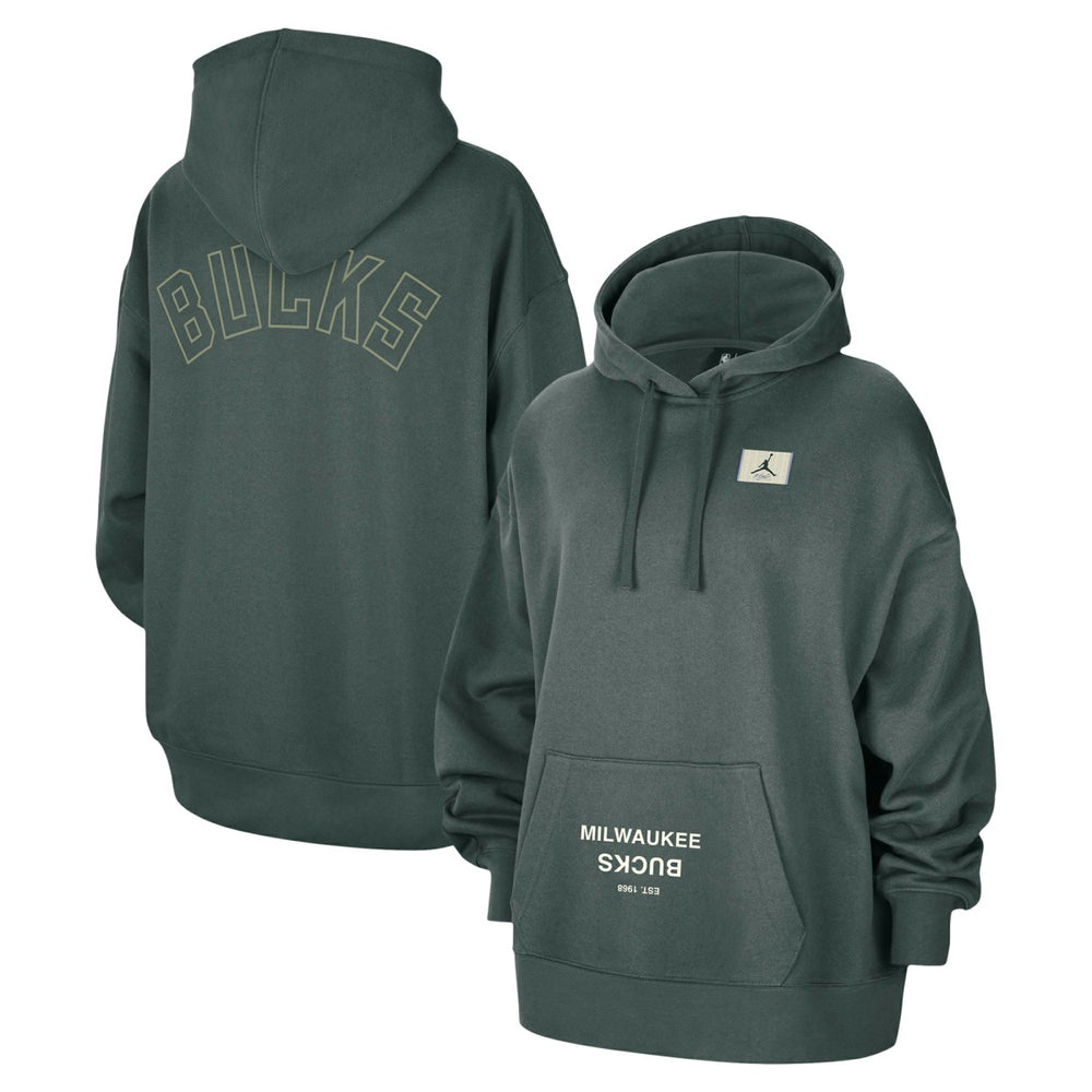 Green Milwaukee Bucks Jordan Brand Women's Courtside Statement Edition Oversize Pullover Hoodie | NBA